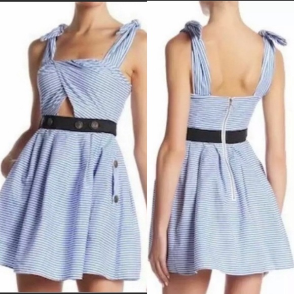 Romeo & Juliet Couture Shoulder Tie Stripe Dress - Picture 1 of 9